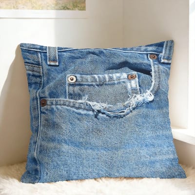 Foto Van Oude Jeans Kussensloop Vierkante Kussenhoes Grappige Kussenhoes Voor Woonkamer Bank 50x50cm