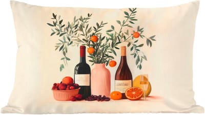 Sierkussens - Kussentjes Woonkamer - 60x40 cm - Wijnflessen - Takken - Sinaasappels