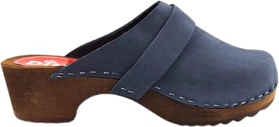 Dina Zweedse klompen - Tuinklompen - Thuisklompen - Dames klompen - Blauw met Nubuck leer - maat 35