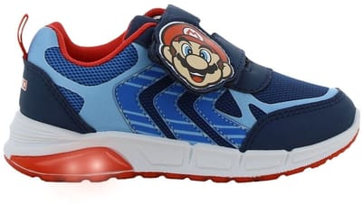 Super Mario - Schoenen voor jongens met lichtjes - Mario Sneakers voor kinderen met klittenband - Lichtgevende kindersneaker - Maat 26 - Blauw