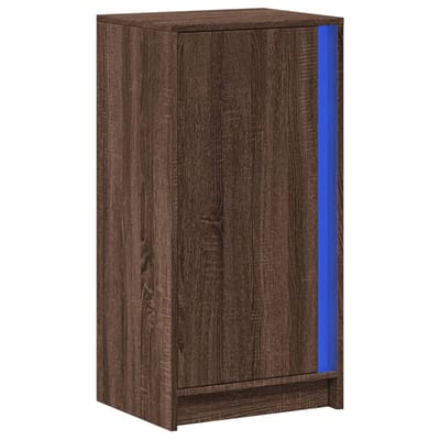 vidaXL - Dressoir - met - LED - 42,5x34x85 - cm - bewerkt - hout - bruin - eikenkleur