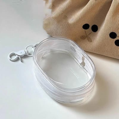 Nieuwe Ronde Zwarte PVC Transparante Cosmetische Tassen Sieraden Organizer Draagbaar Datakabel Oortelefoon Munt Oplader Opbergzakjes