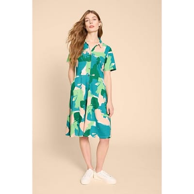 White Stuff Ria Jersey Shirt Dre Green Printed Maat: 6 | Blousejurken Outlet | Dames | Groen