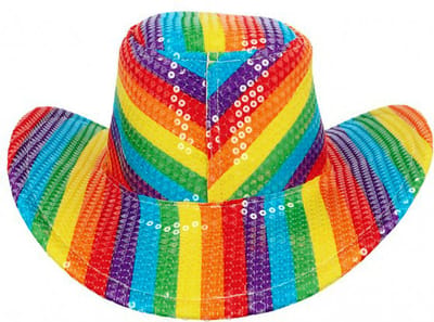 KIMU® Cowboyhoed Regenboog Pailletten - Strepen Pride Gekleurd Cowboy Hoed Sequin - Rodeo Feest Foute Party Dames Heren Festival