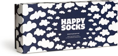 Happy Socks unisex giftbox 4P sokken moody blues zwart & blauw