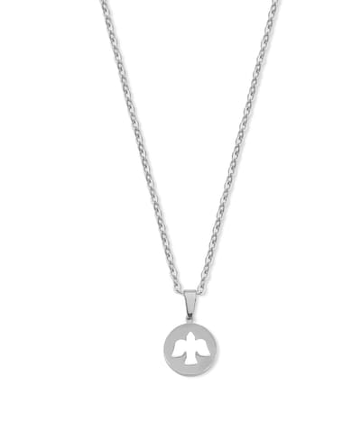 CO88 Collection 8CN-26427 Stalen Ketting met Hangertje - Engel - 15mm - 40+5cm - Ankerschakel - 1,5mm - Cadeau voor haar - Staal - Zilverkleurig