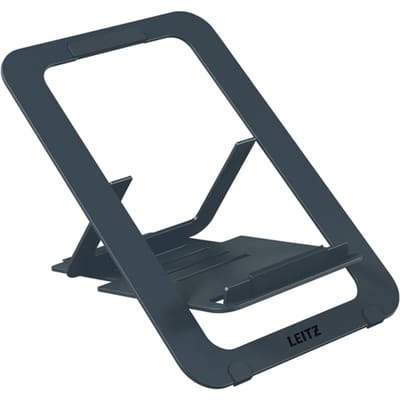 Leitz Ergo laptopstandaard 6346-00-89, voor 1 laptop/tablet 10-17", ergonomisch, ultraplat, inklapbaar, in hoogte verstelbaar, aluminium, donkergrijs