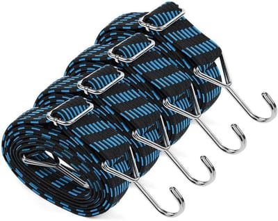Bungeekoorden Met Haken - Spanbanden Elastisch - Bagage Bevestigen - Platte 3cm Band - 1 Meter - Meerkleurig
