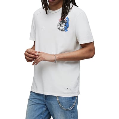 AllSaints Stray Ss Crew Cala White Size: XL | Printed T-Shirts Outlet | Heren | Wit