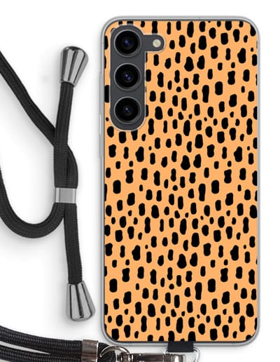 Case Company® - Hoesje met koord geschikt voor Samsung Galaxy S23 Plus hoesje met Koord - Panter - Telefoonhoesje met Zwart Koord - Bescherming aan alle Kanten en Over de Schermrand