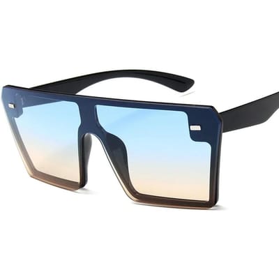 Lunettes de soleil carrées surdimensionnées Femmes Luxe Mode Dessus plat Rouge Noir Verre clair Une pièce Hommes Gafas Ombre