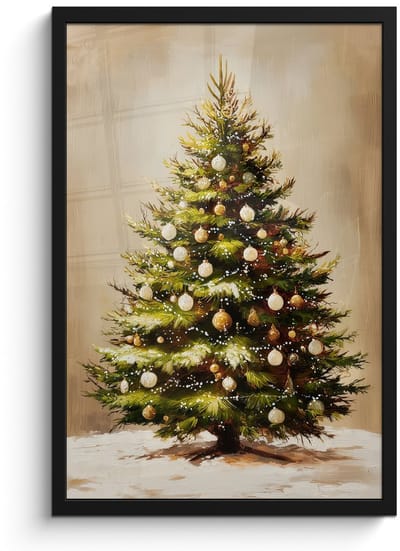 Poster in lijst - Fotolijst 40x60 cm - Posters - Kerst - Sfeer - Groen - Posterlijst zwart - Decoratie - Wanddecoratie woonkamer - Muurdecoratie slaapkamer - Kerstversiering - Kerstdecoratie voor binnen - Kerstmis