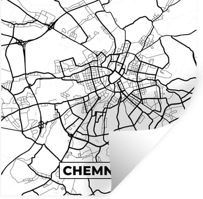 Muurstickers - Sticker Folie - Kaart - Chemnitz - Plattegrond - Stadskaart - 100x100 cm - Plakfolie - Muurstickers Kinderkamer - Zelfklevend Behang XXL - Zelfklevend behangpapier - Stickerfolie