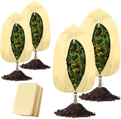 Winter Plant Protection Set - Plantenhoes Vorstbescherming - Planten Beschermen - Ademend Non-Woven Materiaal - 2x 60x80cm 2x 80x120cm - Wit