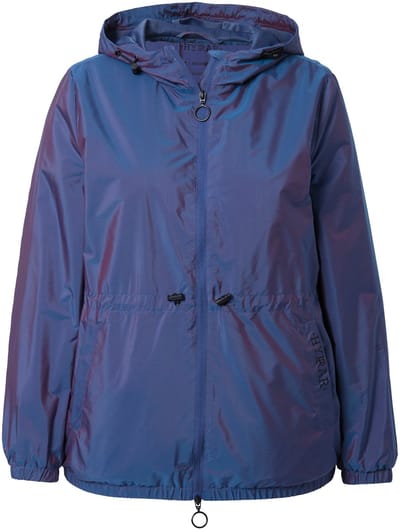Ulla Popken - Dames - Functionele jas glanzend waterafstotend capuchon - Purper - Maat 42+