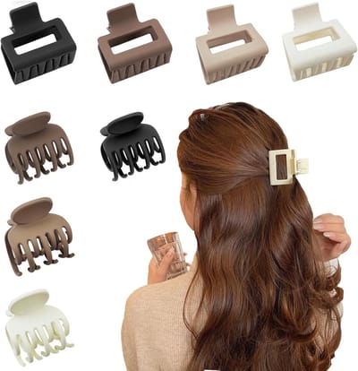 Set van 8 Kleine Haarklemmen, 1.5 Inch Ponytail Clips voor Vrouwen en Meisjes, Ideale Haaraccessoires met Brede Handgreep en Matte Afwerking