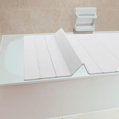 Badkuipafdekking, pvc, opvouwbare badafdekking, wit, opvouwbaar, waterdicht, stofdicht, voor badkuipen, belastbaar (75 x 170 cm, 5 kg belastbaar)