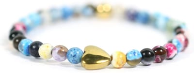 Heaven Eleven KIDS - meisjes - armband - edelsteen - agaat - mix - 4mm - Goud - RVS - hart