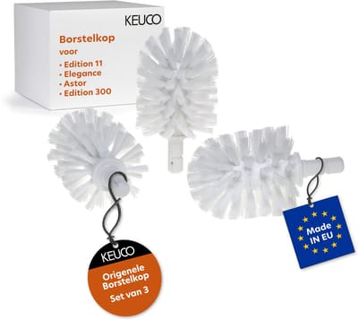 Originele KEUCO reserveborstelkop wit, 3 stuks, voor EDITION 11, ELEGANCE, ASTOR, EDITION 300 toiletborstelgarnituur, Ø 7,2 cm, reserve-toiletborstelkop