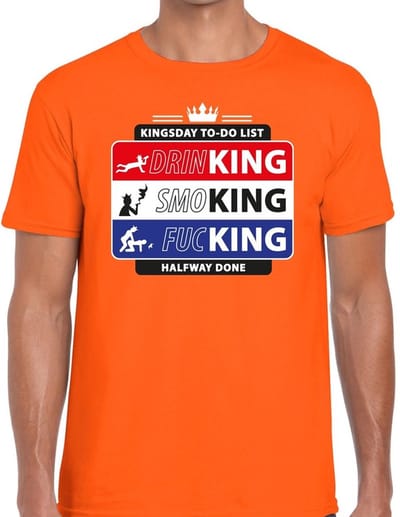 Oranje Kingsday to do list - T-shirt voor heren - Koningsdag kleding - katoen S