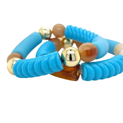 Pat's Jewels Armband - Dames Armband - Kralen Armband - Blauw - Resin - Elastiek Armband