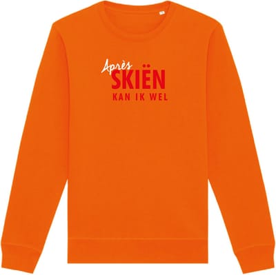Après skiën kan ik wel wintersport sweater oranje S - soBAD. | Foute apres ski outfit | kleding | verkleedkleren | wintersporttruien | wintersport dames en heren