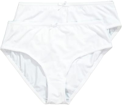 Ulla Popken - Dames - Slips set van 2 microvezel - Sneeuwwit - Maat 42+