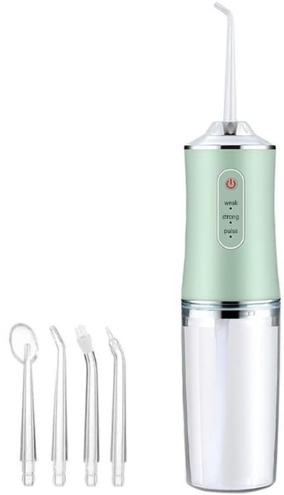 Monddouche - Water flosser - Elektrische waterflosser draadloos- Draagbare waterflosser - Tandsteen Verwijderaar - 3 Standen - 4 Opzetstukken - Lange batterijduur - Tandenreiniging en mondverzorging - Unisex - Cadeau voor dames - Groen