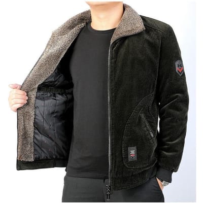 Herfst en Winter Corduroy Katoen Gewatteerde Herenjas Casual Verdikte Pure Katoen Middelbare Leeftijd Herenjas Fluweel Katoen Gewatteerde Herenjas 4XL gray