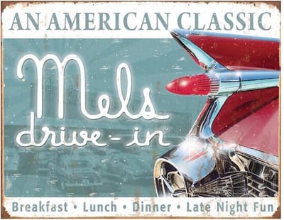 Metalen Retro Bord Mel's Diner Classic