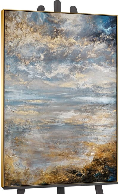 Canvas schilderij groot handgeschilderd stille dageraad abstract meditatief – YS-Art Gallery – Rustgevende wanddecoratie voor woonkamer – Modern schilderij voor slaapkamer