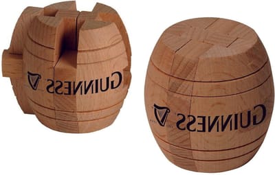 Houten Vat Puzzel - Harp Spel - Puzzel Uitdaging - 3D Ontwerp - 31 x 31 mm - Bruin