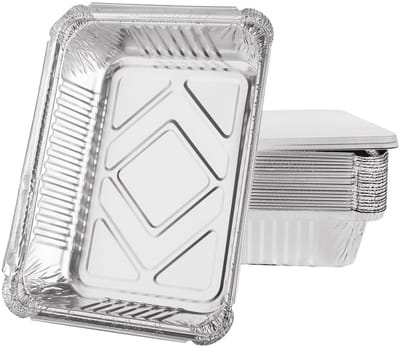 Dailygoods- Grillschalen 50 stuks - Aluminium - 1000 ml - Wegwerp - Voedselveilig - Deksel - Praktisch voor invriezen/koken - Bakschalen
