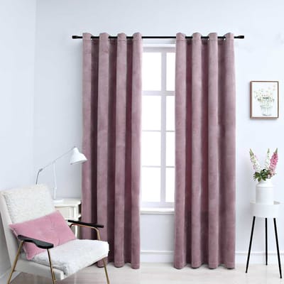 vidaXL - Gordijnen - verduisterend - met - ringen - 2 - st - 140x225 - cm - fluweel - roze