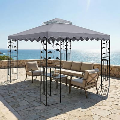 Waterdichte 3 x 3 m partytent met dubbele laag, UV-bescherming en ventilatie, ideaal voor barbecues en tuinfeesten in de tuin (grijs)