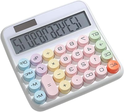 Bureaurekenmachine - Rekenhulp Kantoor - Boekhouding Financiën - Grote Knoppen Kantelbaar Display - 12 Cijfers - Wit