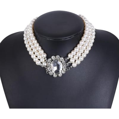 Luxe Nouvelle Mode Cristal Micro Pavé Sertissage 3 Couches Chaînes de Perles Colliers Pour Femmes Accessoires de Fête de Mariage Bijoux gray