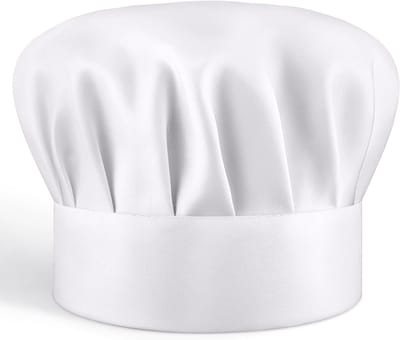 Unisex Koksbaret voor Volwassenen - Klassieke Witte Polyester Bakkershoed, Verstelbaar met Elastische Band voor Hoofdomtrek 56-60 cm, Ideaal voor Koks en Bakkerijen