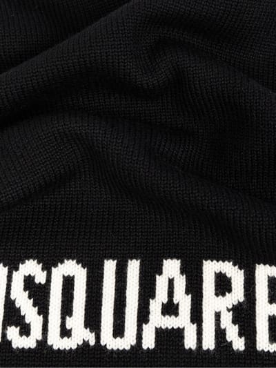 Gebreide wollen sjaal met logo-intarsia