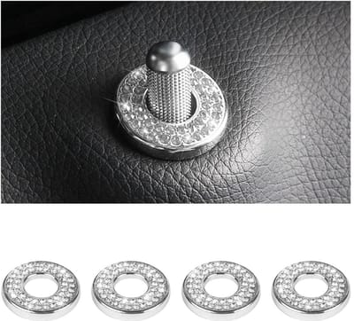 Dailygoods- Deurslotstickers 4 Stuks - Auto Decoratie Interieur - Zelfklevend - Zinklegering/Strass-steentjes - Glinsterend - Binnendiameter 1,2 cm - Autodecoratie