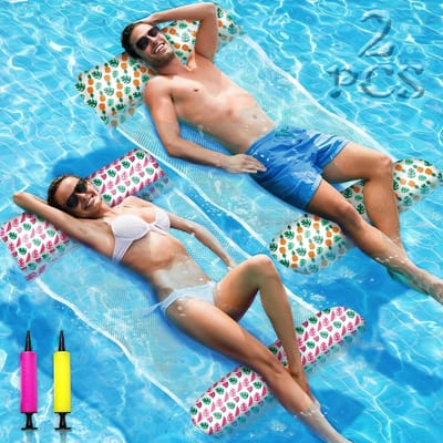 Water Hammock - Opblaasbaar Zwembadbed - Ontspannen in Water - 4-in-1 Ontwerp - 120x65cm - Fruitpatroon