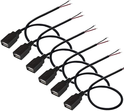 Dailygoody - RUNCCI-YUN 6-pack USB 2.0 Soldering Ports - 30cm Pigtail Kabel voor DIY Reparatie