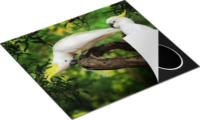Chefcare Inductie Beschermer Twee Witte Kaketoes in de Bomen - 60x50 cm - Afdekplaat Inductie - Kookplaat Beschermer - Inductie Mat
