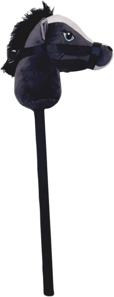 Pluche Stokpaard - Speelgoedpaard - Kinderfeestjes Optredens - Lichtgewicht Draagbaar - 70cm Lang - Zwart