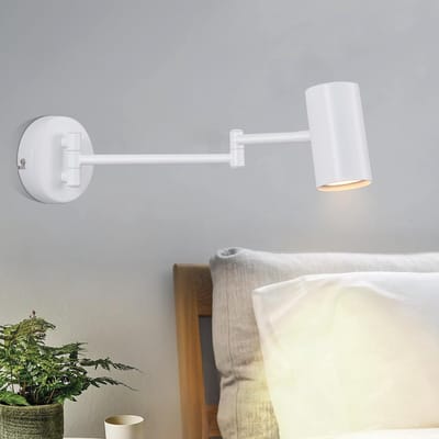 Moderne witte wandlamp GU10 voor slaapkamer en woonkamer - draaibaar en met lange arm