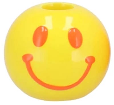 Smiley kaarsenhouder 7x7x6cm Geel/oranje