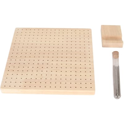 Haak Blokbord voor Breien Rubberhout Haak Vierkant Blokmat met 20 Staafspelden 23,5cm beige