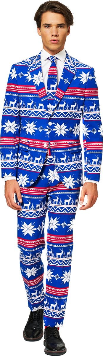 OppoSuits The Rudolph - Heren Kerst Kostuum - Blauw - Kerstpak - Kerst - Maat 52