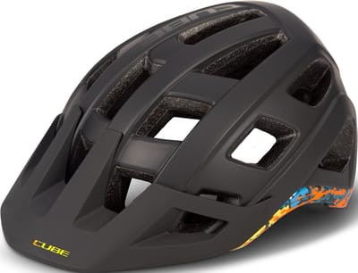 CUBE Fietshelm Badger - Endurahelm - 21 Ventilatiegaten - Antibacteriële Coolmax - Verstelbaar - EPS Double In-Mould - 52-56 cm - S - Zwart/Meerkleurig