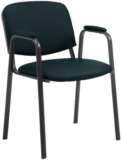 CLP Ken Pro - Stapelstoel - armleuningen - zwart - 150 kg - Kunstleer/zwart